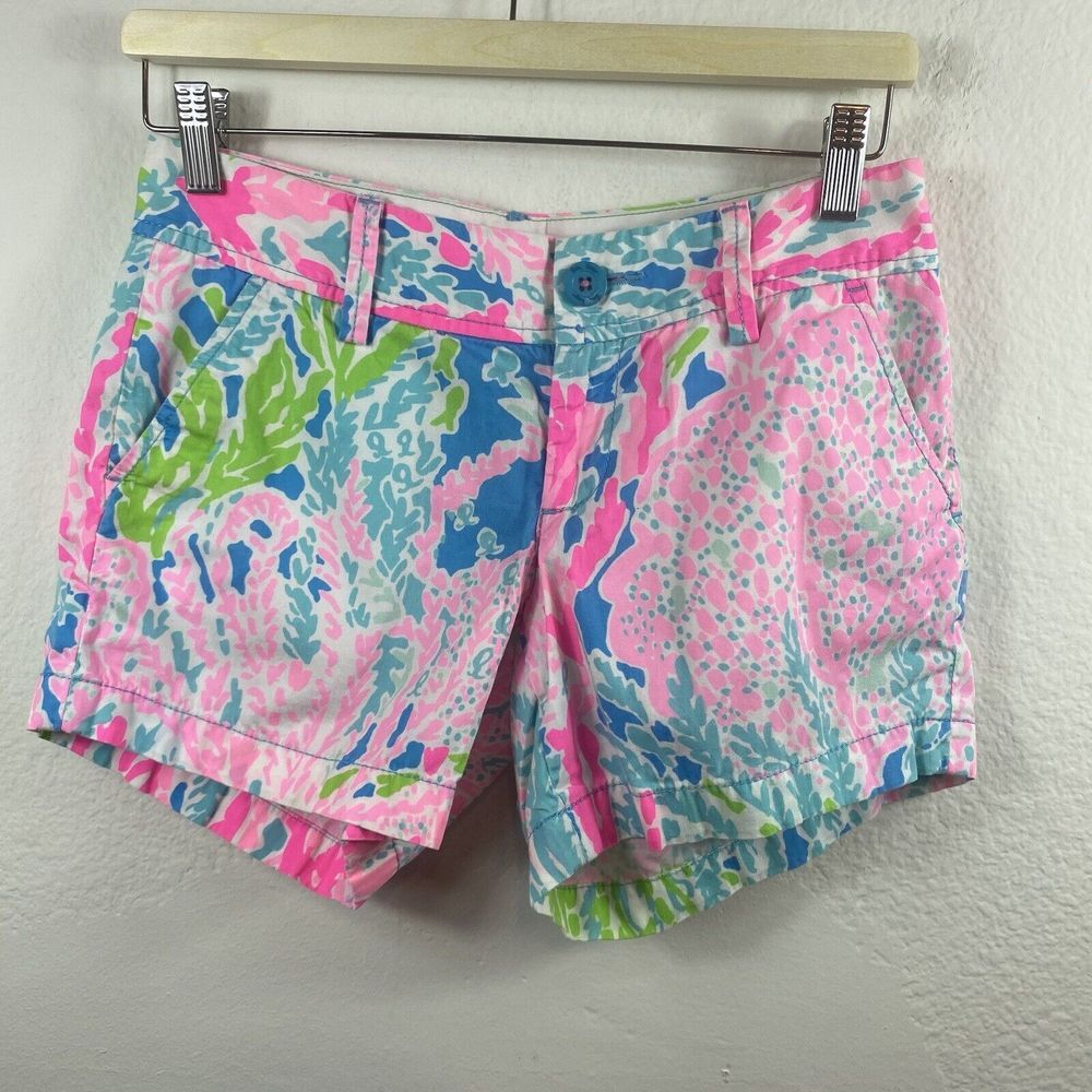 Lilly Pulitzer Women's‎ Size 0 Callahan Shorts Lets Cha Cha Coral Chino preppy